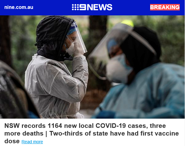 BREAKING: NSW records 1164 new COVID-19 cases