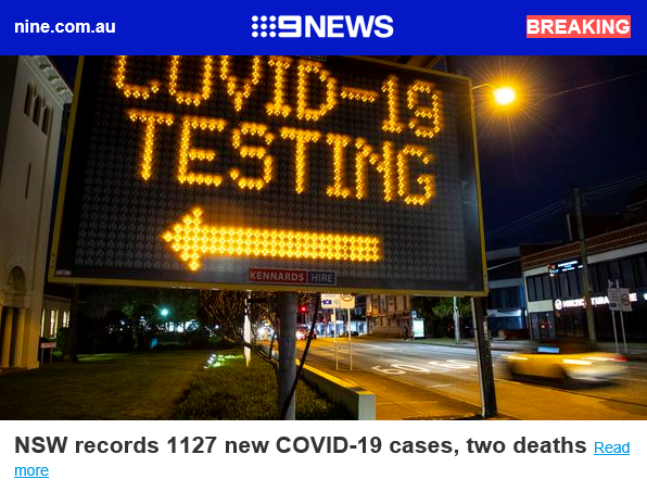 BREAKING: NSW records 1127 new COVID-19 cases
